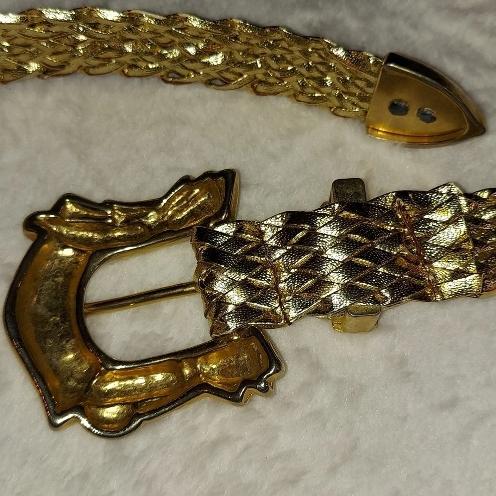 Gold vintage Vegan Faux leather rope belt